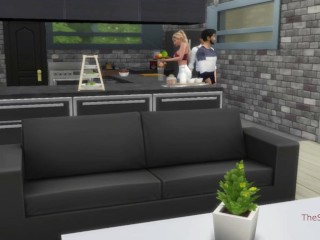 The sims 4, Kinky housewife is cheating on her husband back in kitchen