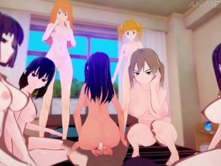 Nagatoro San and Her Friends Give Senpai the Harem School Treatment - Anime Hentai 3d Compilation