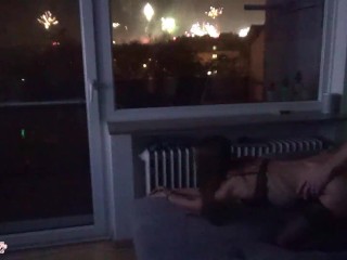 Cutie fucked in front of window during new year's eve fireworks - Sweet Minnie