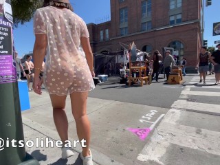 Sheer clothes walking around Folsom Street Fair