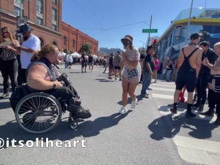 Sheer clothes walking around Folsom Street Fair