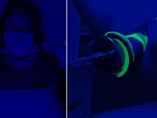 Teaser: Blacklight BBW cums on fuck machine