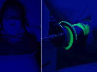 Teaser: Blacklight BBW cums on fuck machine