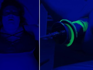 Teaser: Blacklight BBW cums on fuck machine