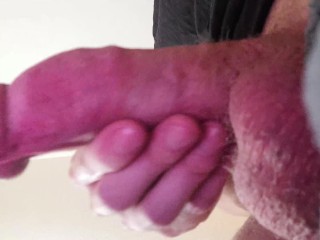 White Cock and Balls Closeup, Jerking Off and Cumming - Hot Solo Male Masturbation