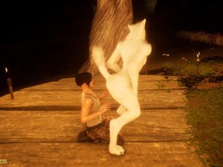 Poacher found a white she-wolf, instead of hunting he decided to fuck her Wild Life
