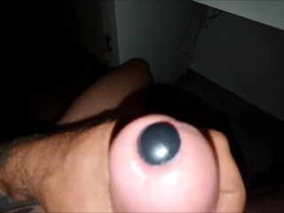Massage with dilator for my inflated XXL cock, ejaculation blocked