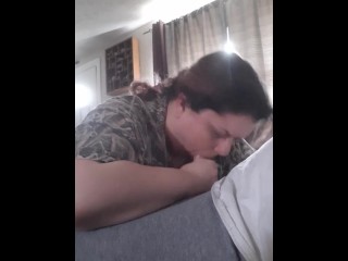 Morning Blowjob While Husband Is Away. Cum Hungry Milf Swallows It All