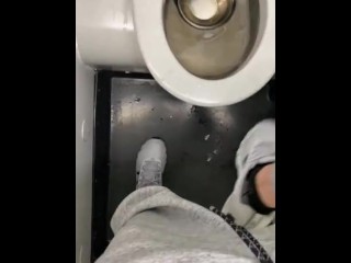 Pissing in a public plane restroom shy bladder crowed flight moaning felt so fucking good!!