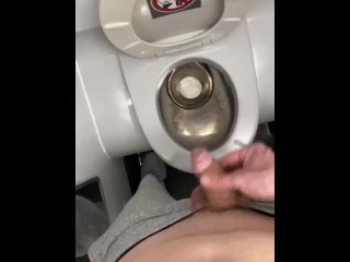 Pissing in a public plane restroom shy bladder crowed flight moaning felt so fucking good!!