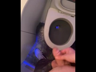 Pissing making a mess in plane public restroom moaning felt so fucking good bladder moaning