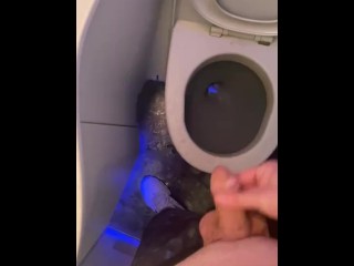 Pissing making a mess in plane public restroom moaning felt so fucking good bladder moaning