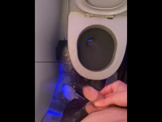 Pissing making a mess in plane public restroom moaning felt so fucking good bladder moaning