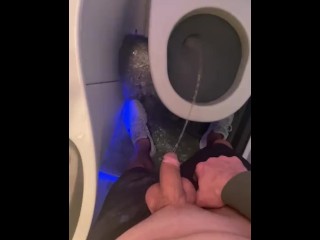 Pissing making a mess in plane public restroom moaning felt so fucking good bladder moaning