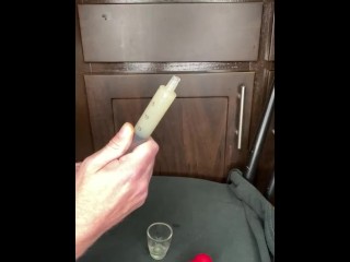 loading a syringe of my thawed cum loads to inject into my wife’s pussy (surprise)