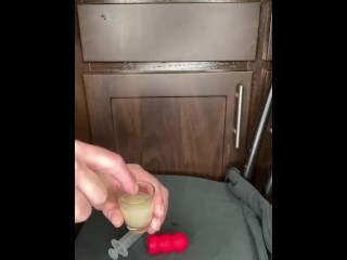 loading a syringe of my thawed cum loads to inject into my wife’s pussy (surprise)