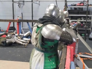 Group , squire gets by knight and fellow squrie