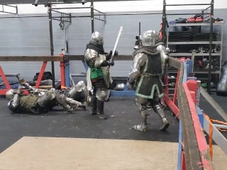 Group , squire gets by knight and fellow squrie