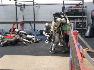 Group , squire gets by knight and fellow squrie