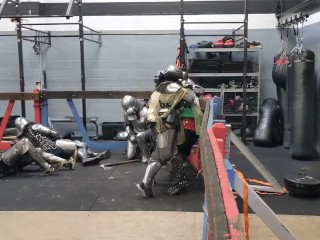 Group , squire gets by knight and fellow squrie