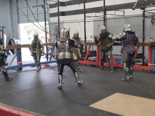 Group , squire gets by knight and fellow squrie