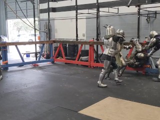 Group , squire gets by knight and fellow squrie