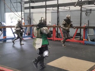 Group , squire gets by knight and fellow squrie