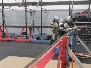 Group , squire gets by knight and fellow squrie