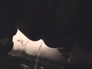 Quick Night Pee In Front of Car