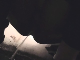 Quick Night Pee In Front of Car