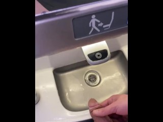 Pissing making a mess pissing in plane sink public restroom moaning felt so fucking good bladder