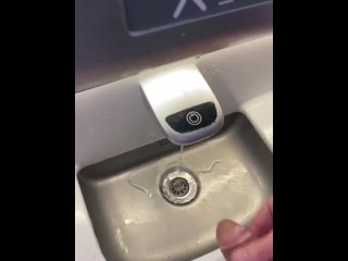 Pissing making a mess pissing in plane sink public restroom moaning felt so fucking good bladder