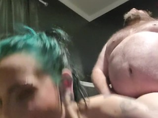 Hot Girl Drains Big Man's Cock