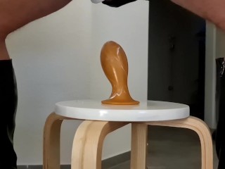 Plugged my ass after long time, anal training. Cock Pump and blocked cum