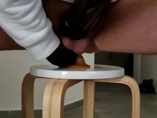 Plugged my ass after long time, anal training. Cock Pump and blocked cum