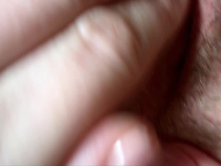 I rub my clit in a puddle of fresh warm sperm. Pulsating pussy orgasm. Girl's POV. Close-up.