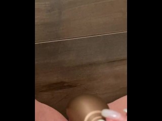 Slutty blonde using Vibrator Interrupted after Shower