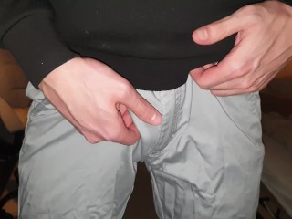 A Hole In Shorts Is Enough For Moaning Cumshot! After Work Too Horny To Even Take Off My Clothes...