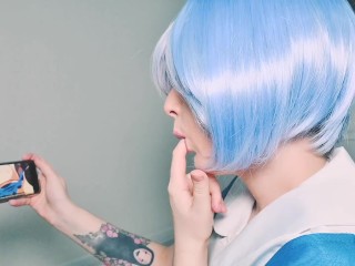 Rei Ayanami loves to make her clit cum and pussy squirt with fuck machine and vibrator after classes