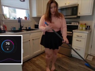 REAL BBW MILF cleans kitchen while using Lovense Flexer vibrator - Kinky Katie