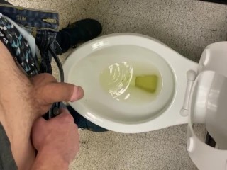 Taking a nice piss in public restroom at work felt so fucking good moaning relief empty bladder