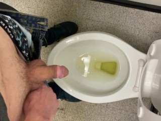 Taking a nice piss in public restroom at work felt so fucking good moaning relief empty bladder