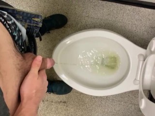 Taking a nice piss in public restroom at work felt so fucking good moaning relief empty bladder