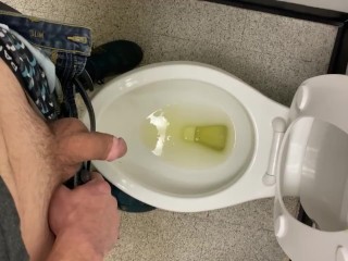 Taking a nice piss in public restroom at work felt so fucking good moaning relief empty bladder