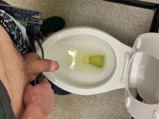 Taking a nice piss in public restroom at work felt so fucking good moaning relief empty bladder