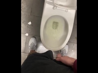 Shy bladder about to bust at crowded public restroom desperate fucking relief wetting