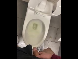 Shy bladder about to bust at crowded public restroom desperate fucking relief wetting