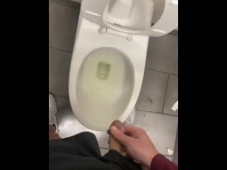 Shy bladder about to bust at crowded public restroom desperate fucking relief wetting