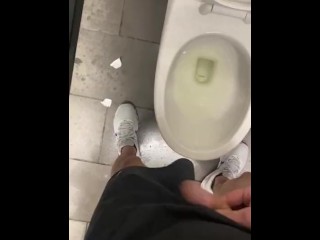 Shy bladder about to bust at crowded public restroom desperate fucking relief wetting