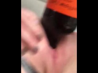 Ruining Her Pussy & Ass With A Wine Bottle Gaping Sloppy Pussy Spread Open